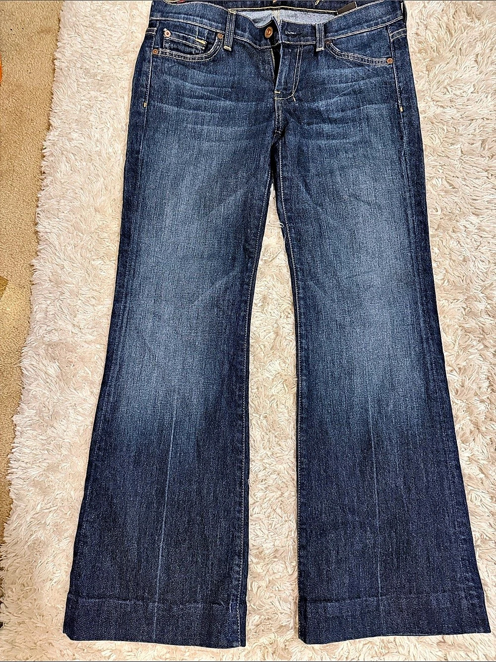 True Religion Wide Leg Jeans in Blue Waist 27 Like New